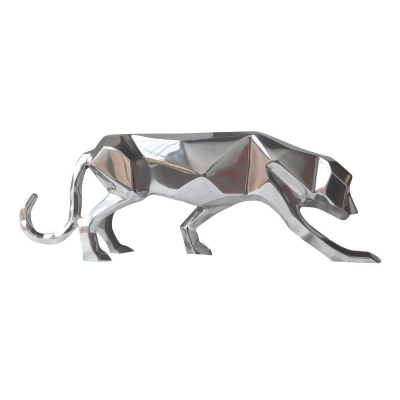 HomeRoots 383746 Silver Aluminum Geometric Panther Sculpture 
