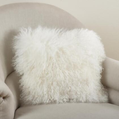 Semolina Textured Faux Fur Square Throw Pillow