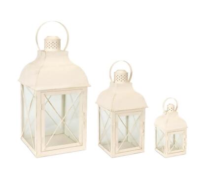 Melrose International 57760DS 8.5, 13.75 & 18.5 in. Metal & Glass Lantern -  Set of 3