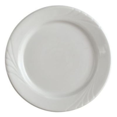 Tuxton China YPA-090 Sonoma 9 in. Embossed Plate China Plate - Porcelain White - 2 Dozen 