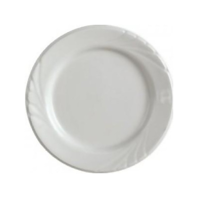 Tuxton China YPA-096 Sonoma 9.75 in. Embossed China Plate - Porcelain White - 2 Dozen 