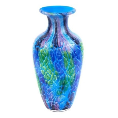 HomeRoots 386758 Contemporary Multi Color Mouth Blown Art Glass Vase 