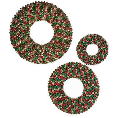 Autograph Foliages A-202556 48 in. Shiny Reflective Traditional Christmas Mixed Ball Wreath, Red & Green 