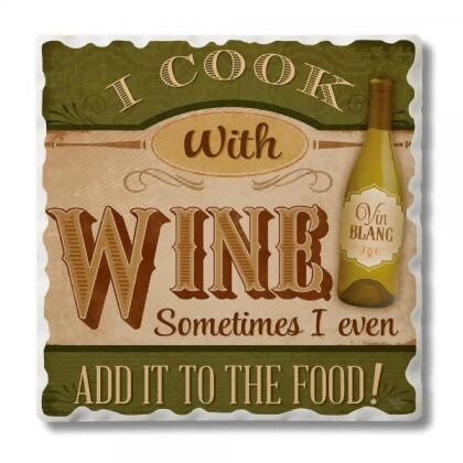 Counter Art CART0201364 Cook with Wine Single Tumbled Tile Coaster
