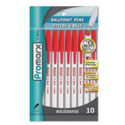 DDI 2329596 Promarx TC Ball Stick Pens - 10 Count Red Case of 48 