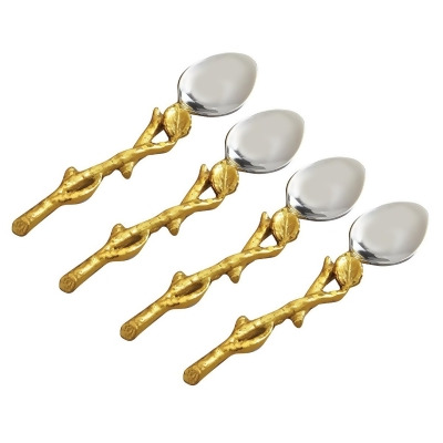 Jiallo 70013 Gilt Gold Leaf & Hammered Steel Finish Spoons Set - 4 Piece 
