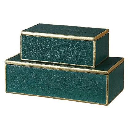 212 Main 18723 Karis Emerald Green Boxes Polyresin - Set of 2 