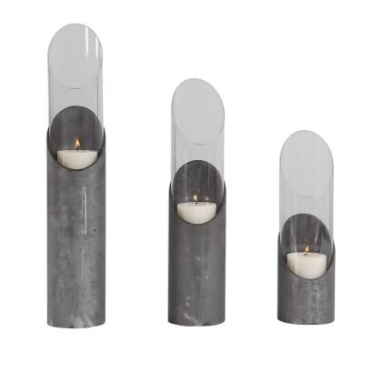 212 Main 17518 Karter Iron & Glass Candleholders - Set of 3 