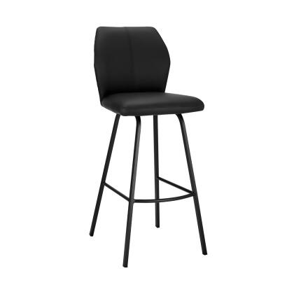 Armen Living LCTNBABLBL26 26 in. Tandy Faux Leather & Metal Counter Stool, Black 