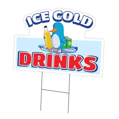 SignMission C-DC-1824-DS-Ice Cold Drinks 2 18 x 24 in. Yard Sign & Stake - Ice Cold Drinks 2 