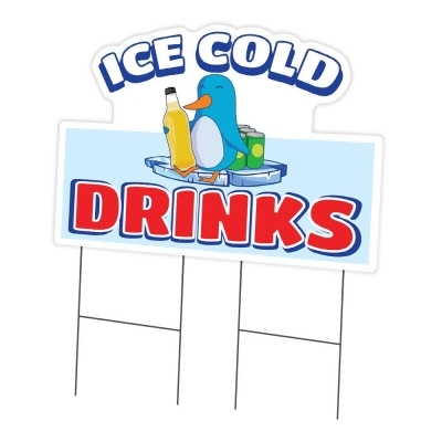 SignMission C-DC-2436-DS-Ice Cold Drinks 2 24 x 36 in. Yard Sign & Stake - Ice Cold Drinks 2 