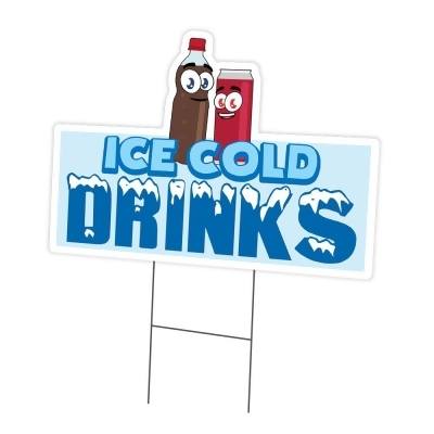 SignMission C-DC-1216-DS-Ice Cold Drinks 3 12 x 16 in. Yard Sign & Stake - Ice Cold Drinks 3 