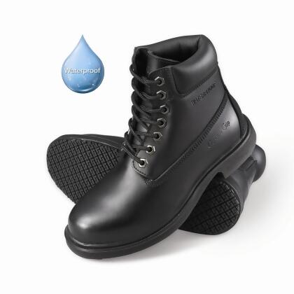 Genuine Grip 7160-10W Mens Slip-Resistant Waterproof 6 in. Soft Toe Wide Work Boot Black - Size 10