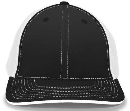 Pacific Headwear 404M.419.L-XL Trucker Flexfit Cap, Black & White - Large & Extra Large