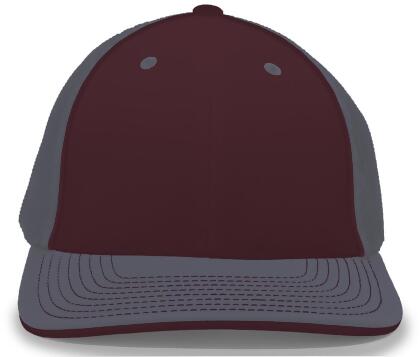 Pacific Headwear 404M.93Q.XS Trucker Flexfit Cap, Maroon & Graphite - Extra Small