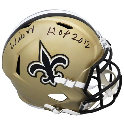 Schwartz Sports Memorabilia ROAREP306 Willie Roaf Signed New Orleans Saints Riddell Full Size Speed Replica NFL Helmet with HOF 2012 Inscription 