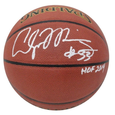Schwartz Sports Memorabilia MOUBSK201 Alonzo Mourning Signed Spalding NBA Indoor & Outdoor Basketball with HOF 2014 Inscription 