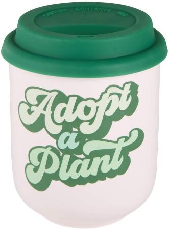 Creative Brands 10-08562-017 Pretty in Green Ceramic To Go Mug - Adopt A Plant 