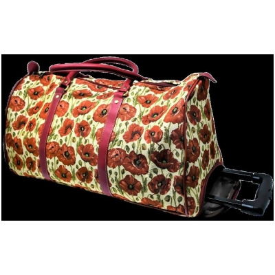 Sinobrite 27527T-Poppy Tapestry Duffle Bag with Handle & Wheels - Poppy 