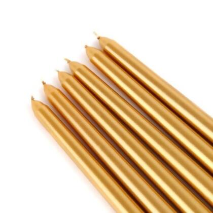Jeco CEZ-107-12 12 in. Taper Candles, Metallic Bronze Gold - 144 Piece 