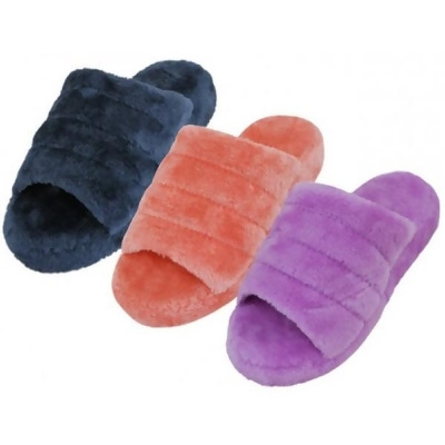 EasyUSA 2355863 Womens Fuzzy Plush Slippers - Small & Extra Large - Case of 24 
