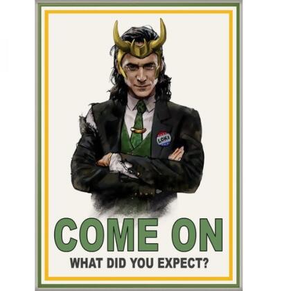 Loki 828755 Marvel Studios Loki Series Come on What Did You Expect Magnet, Cool White & Green 