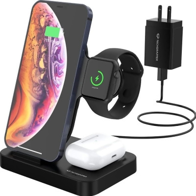 Techsmarter TS-TS9900 Fast Qi Wireless Charger & Dock, 3-in-1 Charging Station 