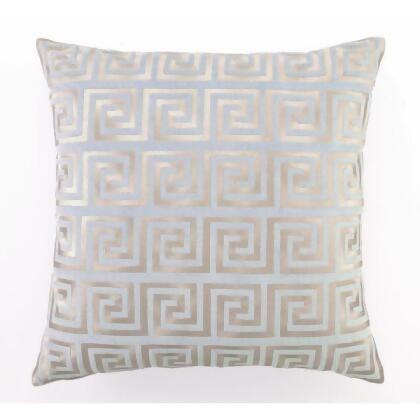 Peking Handicraft 24DL511CC20SQ 20 x 20 in. Greek Key Blue Embroidered Velvet Square Pillow 