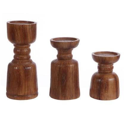 Safavieh RDC1202A-SET3 Lia Candle Holder, Brown - Set of 3 