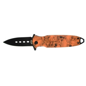 Frost Cutlery 18-456 4.5 in. Black Coated Folder Skull Knife with Handle - All