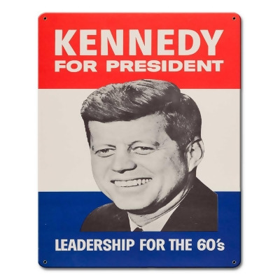 Pasttime Signs AMI340 12 x 15 in. Satin Kennedy for President Leadership Vintage Metal Sign 