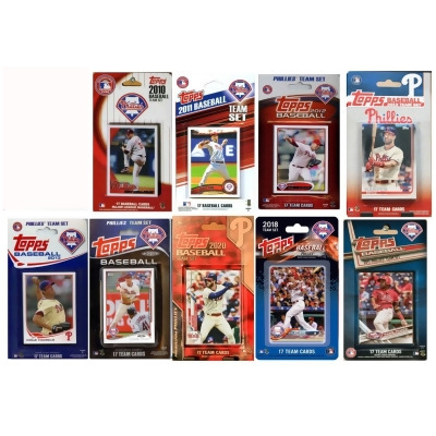 C & I Collectables PHILS921TS MLB Philadelphia Phillies 9 Different Licensed Trading Card Team Sets 