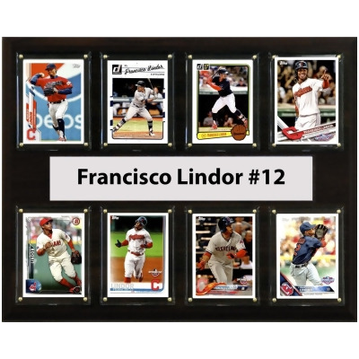 C & I Collectables 1215LINDOR8C 12 x 15 in. MLB Francisco Lindor Cleveland Indians 8 Card Plaque 
