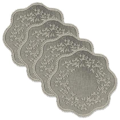 Heritage Lace SD-1200X-S Sheer Divine 12 in. Round Doily - Flax - Set of 4 