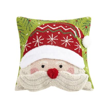 Peking Handicraft 31TG747C14SQ 14 x 14 in. 3D Santa Polyster Hook Pillow 