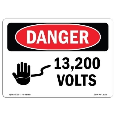 SignMission OS-DS-D-35-L-1006 OSHA Danger Sign - 13200 Volts 