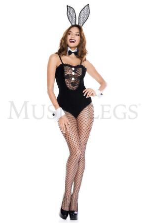 Music Legs 70948-SM Womens Black Breathtaking Radiant Rabbit Costume, Small - 5 Piece 