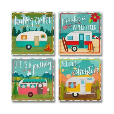 Counter Art CART0501065 Happy Campers Coasters Assorted Color 