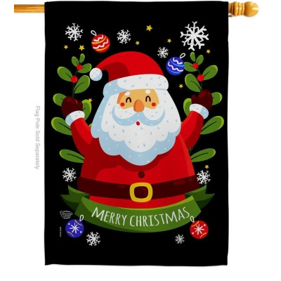 Ornament Collection H192239-BO 28 x 40 in. Cute Santa House Flag with Winter Christmas Double-Sided Decorative Vertical Flags Decoration Banner Garden Yard Gift 