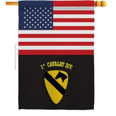 Americana Home & Garden H140750-BO 28 x 40 in. US Black 1st Cavalry House Flag with Armed Forces Army Double-Sided Decorative Vertical Flags Decoration Banner Garden Yard Gift 