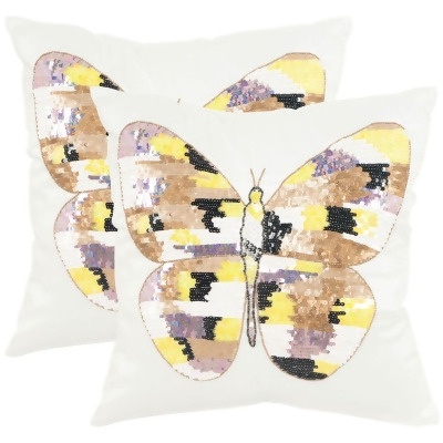 Safavieh DEC466A-1818-SET2 18 x 18 in. Sorbet Shimmer Papillon Throw Pillows - Set of 2 