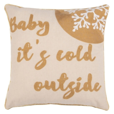 Safavieh PLS7103A-1818 18 x 18 in. Cold Outside Beige & Gold Throw Pillows with Poly Fill 