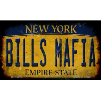 Smart Blonde M-13835 3.5 x 2 in. Bills Mafia New York Yellow Rusty Novelty Metal Magnet 