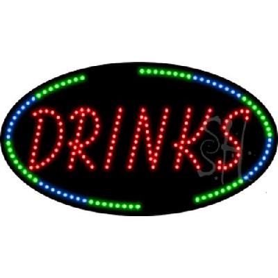 Everything Neon L100-8096 Drinks Animated LED Sign 15" Tall x 27" Wide x 1" Deep 