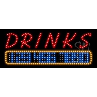 Everything Neon L100-8101 Drinks Animated LED Sign 13" Tall x 32" Wide x 1" Deep 