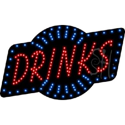 Everything Neon L100-8100 Drinks Animated LED Sign 18" Tall x 30" Wide x 1" Deep 