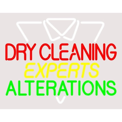 Everything Neon ENQ-60329 Dry Cleaning Experts Clear Backing LED Neon Sign 19" Tall x 24" Wide 