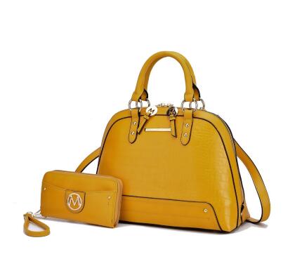 MKF Collection by Mia K Nora Premium Croco Satchel Handbag in Yellow