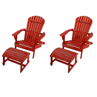 W Unlimited SW2101RD-CH2OT2 6 in. Earth Adirondack Backyard Chair with Phone & Cup Holder, Red 