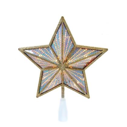 Kurt S. Adler UL4014 10 in. Lighted Star Tree Topper, Gold & Iridescent 